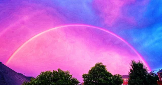 #pink #rainbow above #dallas #sky on May 31, 2021. #random #randomclick #mobilephotography #nature